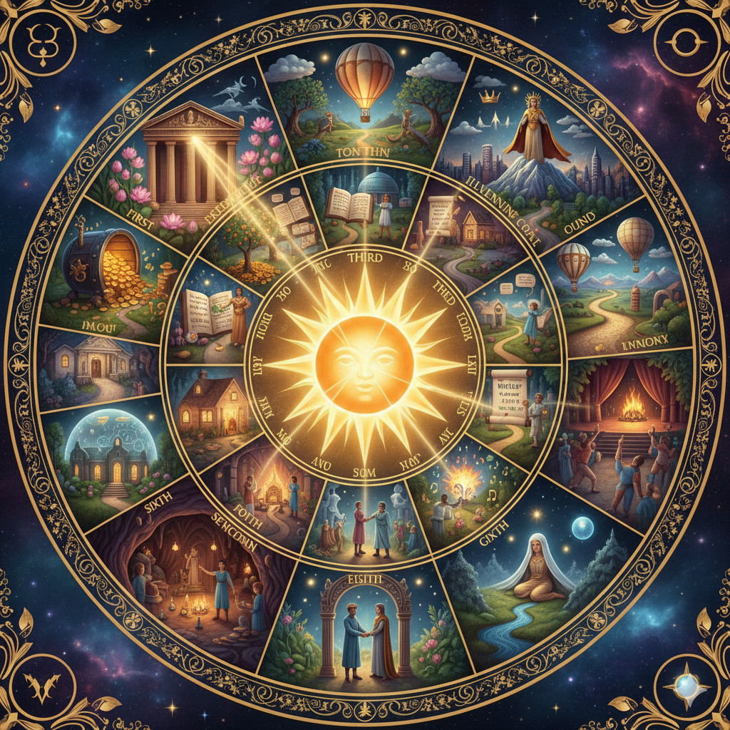 Effect of transit of sun in houses: each house is impacted